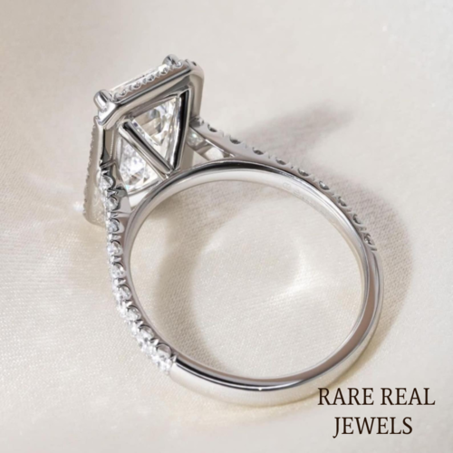 2.00 ct Emerald Cut Lab Grown Diamond White Gold Halo Engagement Ring
