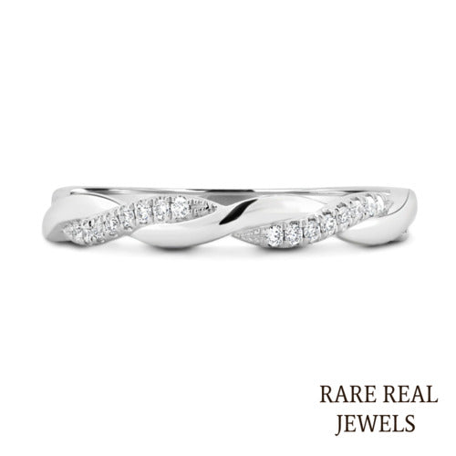 Twisted White Gold Band: 0.21CT Lab Diamond Ring