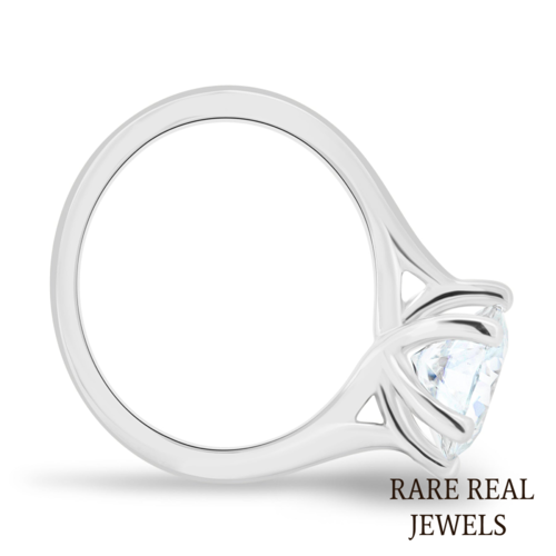 1.00 CT Round Lab Grown Diamond Engagement Ring - White Gold Trellis Setting