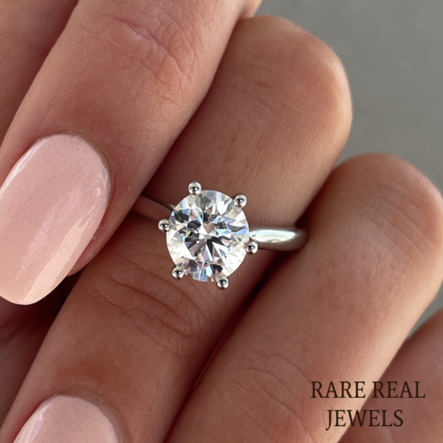 1.00 CT Round Lab Grown Diamond Engagement Ring - White Gold Trellis Setting Main image
