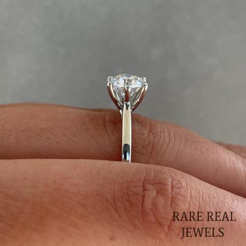 1.00 CT Round Lab Grown Diamond Engagement Ring - White Gold Trellis Setting