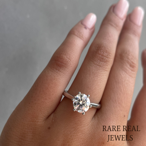 1.00 CT Round Lab Grown Diamond Engagement Ring - White Gold Trellis Setting
