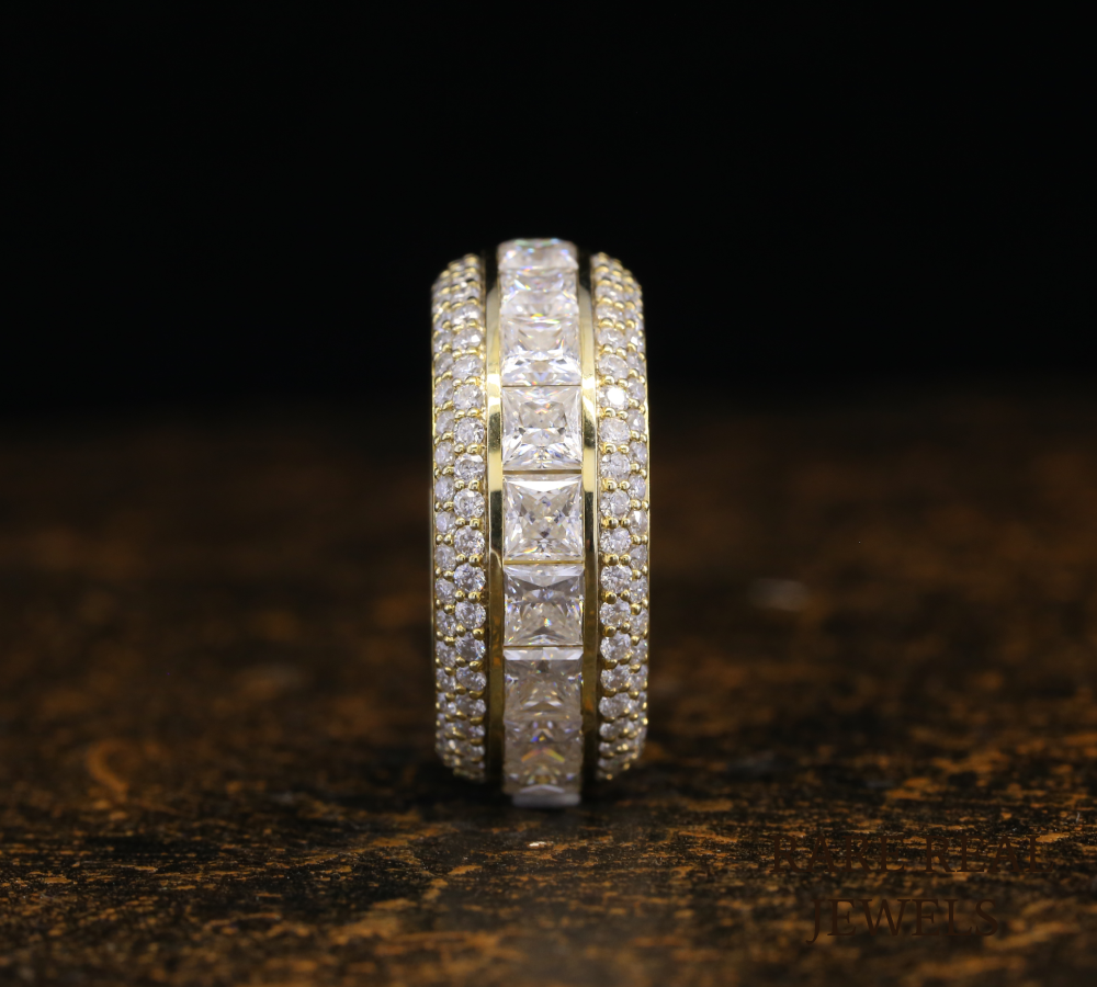 Princess Cut Diamond Wedding Band, Diamond Eternity Ring, Gold Anniversary Band, Princess Cut Wedding Ring, Stackable Diamond Band, Gift for Her