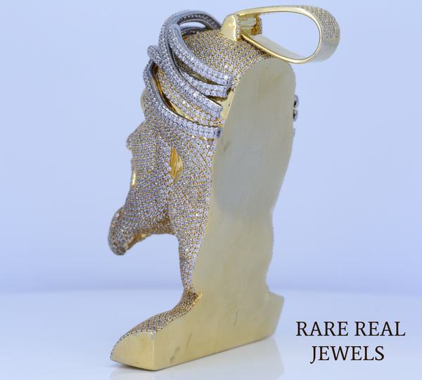 Jesus Bust Pendant | Iced Out Jesus Head Pendant | Hip Hop Diamond Bust Necklace | Gold Finish Religious Jewelry | Luxury Statement Pendant for Men
