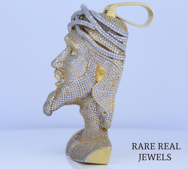 Jesus Bust Pendant | Iced Out Jesus Head Pendant | Hip Hop Diamond Bust Necklace | Gold Finish Religious Jewelry | Luxury Statement Pendant for Men