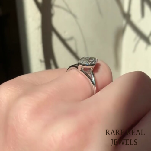 Marquise Cut 1.50CT Lab Grown Diamond Engagement Ring: 14K White Gold Split Shank