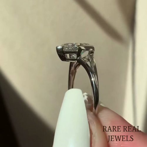 Marquise Cut 1.50CT Lab Grown Diamond Engagement Ring: 14K White Gold Split Shank