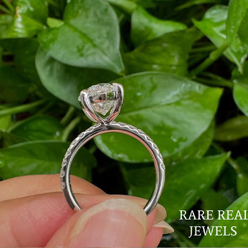 1.00ct Marquise Cut Lab Grown Diamond Ring: White Gold Pavé Band