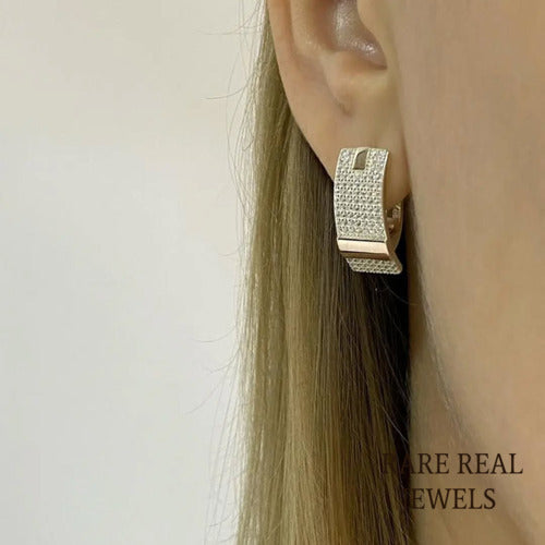 Rose Gold Pave Lab Grown Diamond Hoop Earrings: Statement Jewelry Secondary image