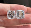 Luxury Asscher Cut Solitaire Diamond Stud Earrings in 14K White Gold – Classic Four Prong Diamond Earrings for Women
