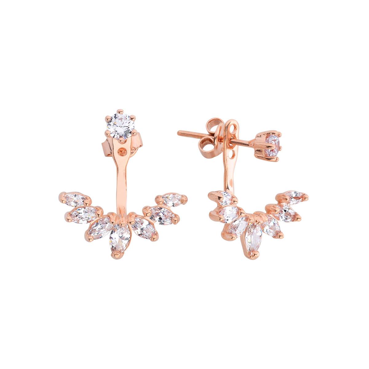 Diamond Ear Jacket Earrings, 14K Yellow Gold Marquise Diamond Stud Earrings, Lab Grown Diamond Front Back Earrings, Bridal Earrings