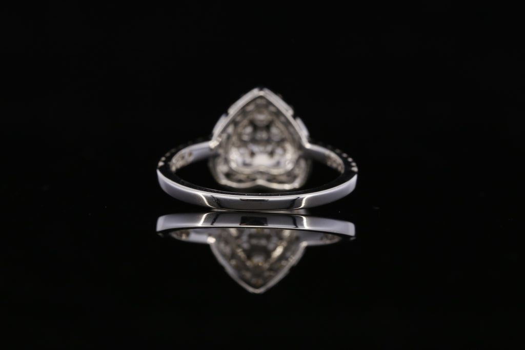 Round Shaped Diamond Cluster Engagement Ring | White Gold Pave Diamond Ring | Teardrop Halo Bridal Ring | Luxury Statement Diamond Ring