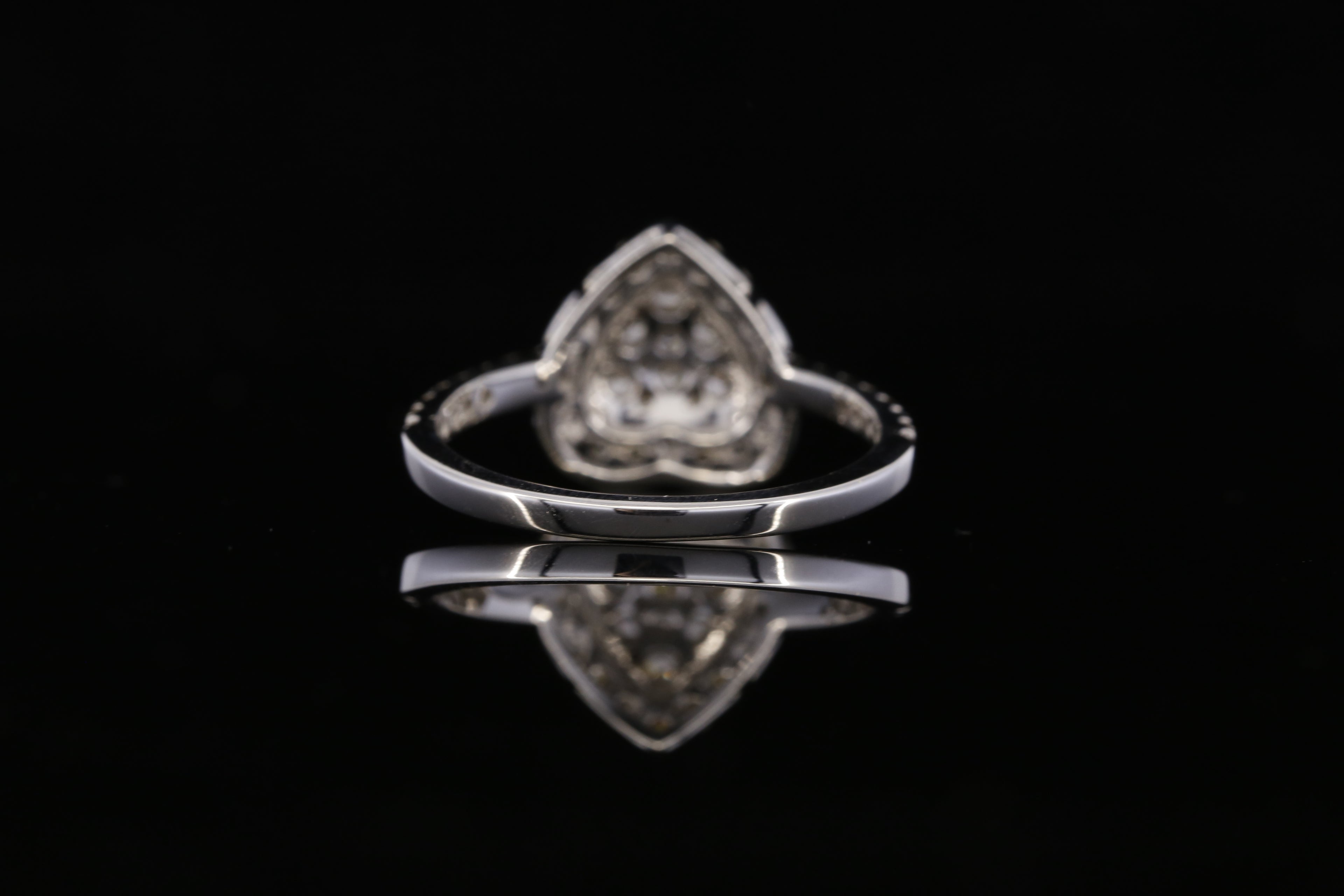 Round Shaped Diamond Cluster Engagement Ring | White Gold Pave Diamond Ring | Teardrop Halo Bridal Ring | Luxury Statement Diamond Ring