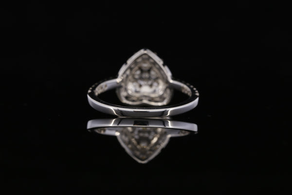 Round Shaped Diamond Cluster Engagement Ring | White Gold Pave Diamond Ring | Teardrop Halo Bridal Ring | Luxury Statement Diamond Ring