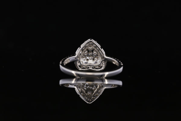 Round Shaped Diamond Cluster Engagement Ring | White Gold Pave Diamond Ring | Teardrop Halo Bridal Ring | Luxury Statement Diamond Ring