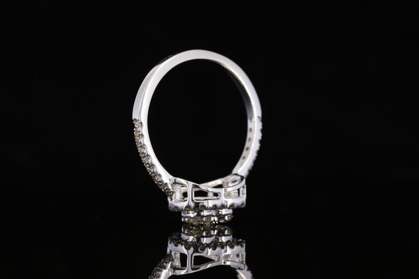 Round Shaped Diamond Cluster Engagement Ring | White Gold Pave Diamond Ring | Teardrop Halo Bridal Ring | Luxury Statement Diamond Ring