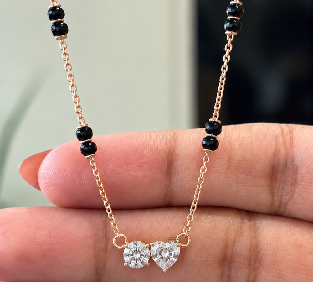 Toi Et Moi Mangalsutra Necklace, Lab Grown Diamond Mangalsutra, Marquise Heart Diamond Necklace, Gift for Wife