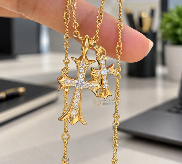 Diamond Cross Necklace, Lab Grown Diamond Cross Pendant, Gold Cross Necklace, Christian Gift for Her, Religious Jewelry