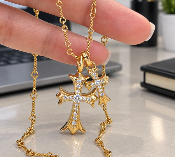 Diamond Cross Necklace, Lab Grown Diamond Cross Pendant, Gold Cross Necklace, Christian Gift for Her, Religious Jewelry
