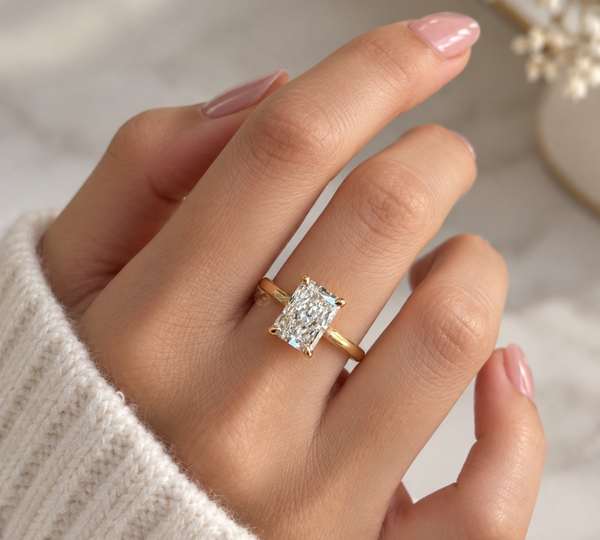 Radiant Cut Lab Grown Diamond Engagement Ring, Solitaire Diamond Ring, Yellow Gold Ring, IGI Diamond Ring, Promise Ring
