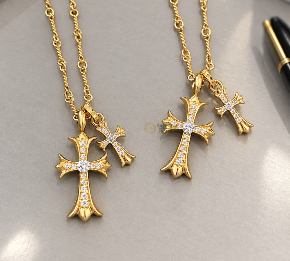 Diamond Cross Necklace, Lab Grown Diamond Cross Pendant, Gold Cross Necklace, Christian Gift for Her, Religious Jewelry