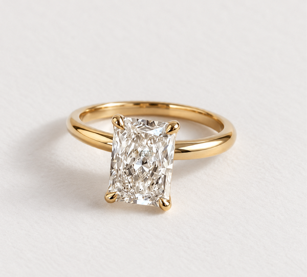 Radiant Cut Lab Grown Diamond Engagement Ring, Solitaire Diamond Ring, Yellow Gold Ring, IGI Diamond Ring, Promise Ring