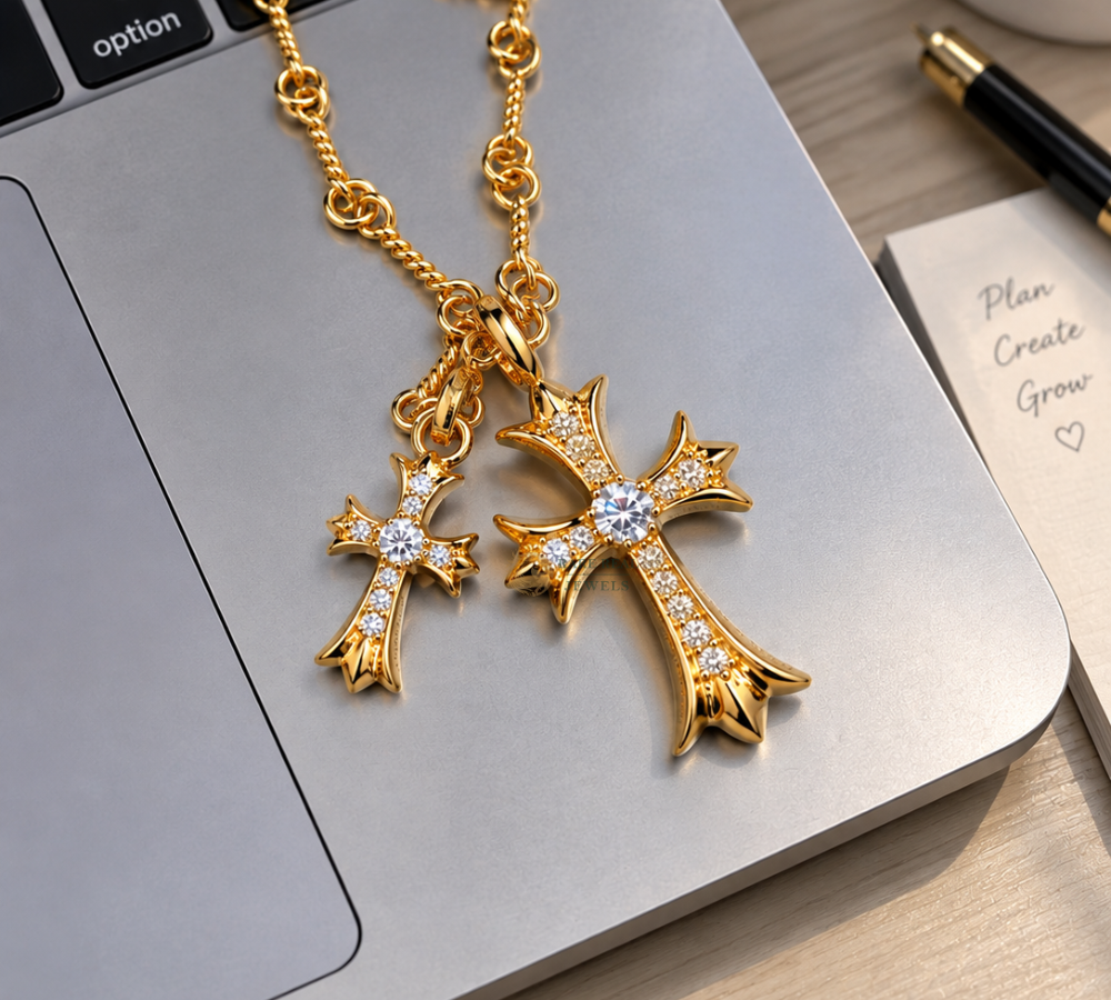 Diamond Cross Necklace, Lab Grown Diamond Cross Pendant, Gold Cross Necklace, Christian Gift for Her, Religious Jewelry