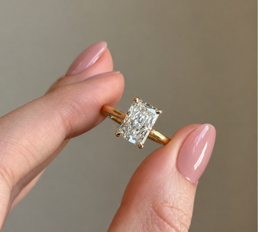 Radiant Cut Lab Grown Diamond Engagement Ring, Solitaire Diamond Ring, Yellow Gold Ring, IGI Diamond Ring, Promise Ring