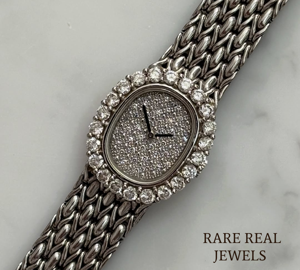 925 Sterling Silver Diamond Watch, Oval Luxury Women's Watch, Pavé Diamond Dial, Vintage Inspired Bracelet Watch Main image