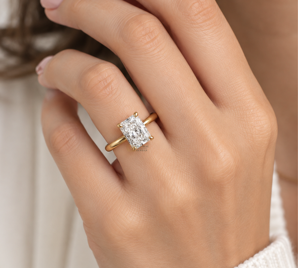 Radiant Cut Lab Grown Diamond Engagement Ring, Solitaire Diamond Ring, Yellow Gold Ring, IGI Diamond Ring, Promise Ring
