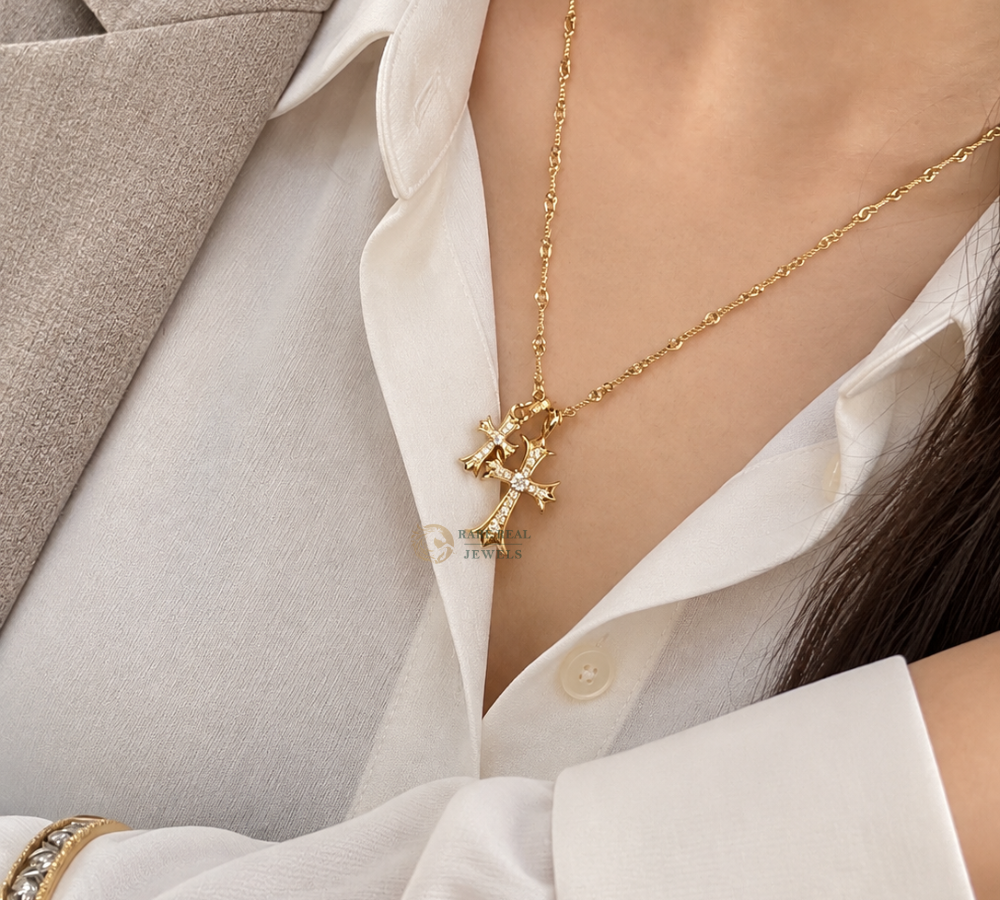 Diamond Cross Necklace, Lab Grown Diamond Cross Pendant, Gold Cross Necklace, Christian Gift for Her, Religious Jewelry