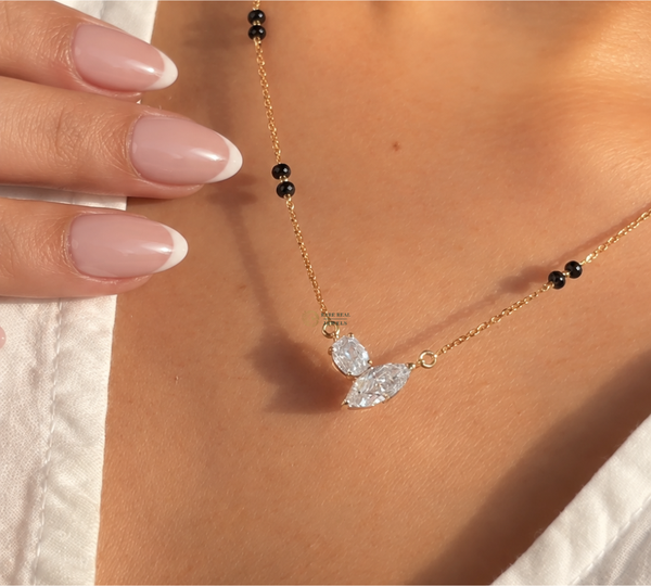 Toi Et Moi Mangalsutra Necklace, Lab Grown Diamond Mangalsutra, Marquise Heart Diamond Necklace, Gift for Wife