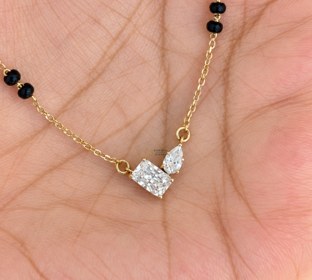 Toi Et Moi Mangalsutra Necklace, Lab Grown Diamond Mangalsutra, Marquise Heart Diamond Necklace, Gift for Wife