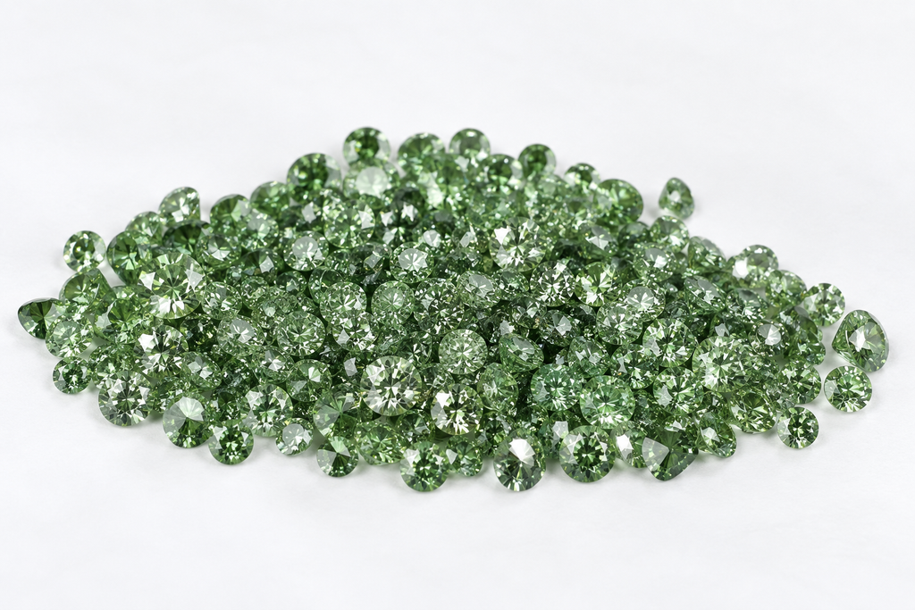 5.60 CTW Fancy Green Round Lab Grown Diamonds | 70 PCS | 2.07 MM Loose Round Diamonds