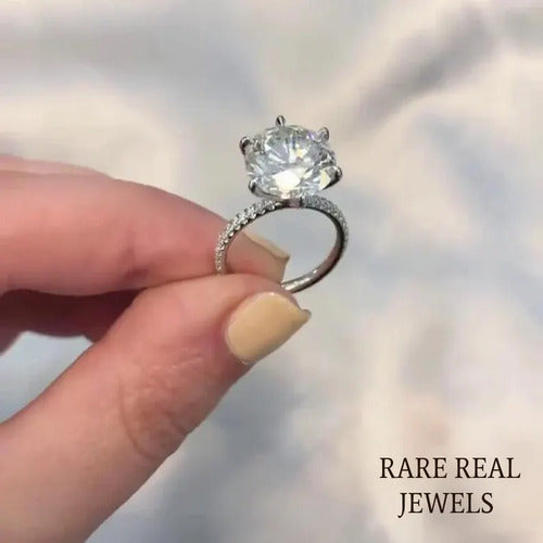 3.00 ct Round Lab Grown Diamond Engagement Ring: White Gold Pave Band Secondary image