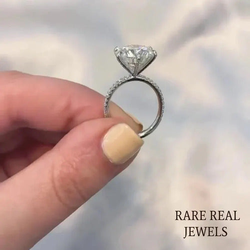 3.00 ct Round Lab Grown Diamond Engagement Ring: White Gold Pave Band