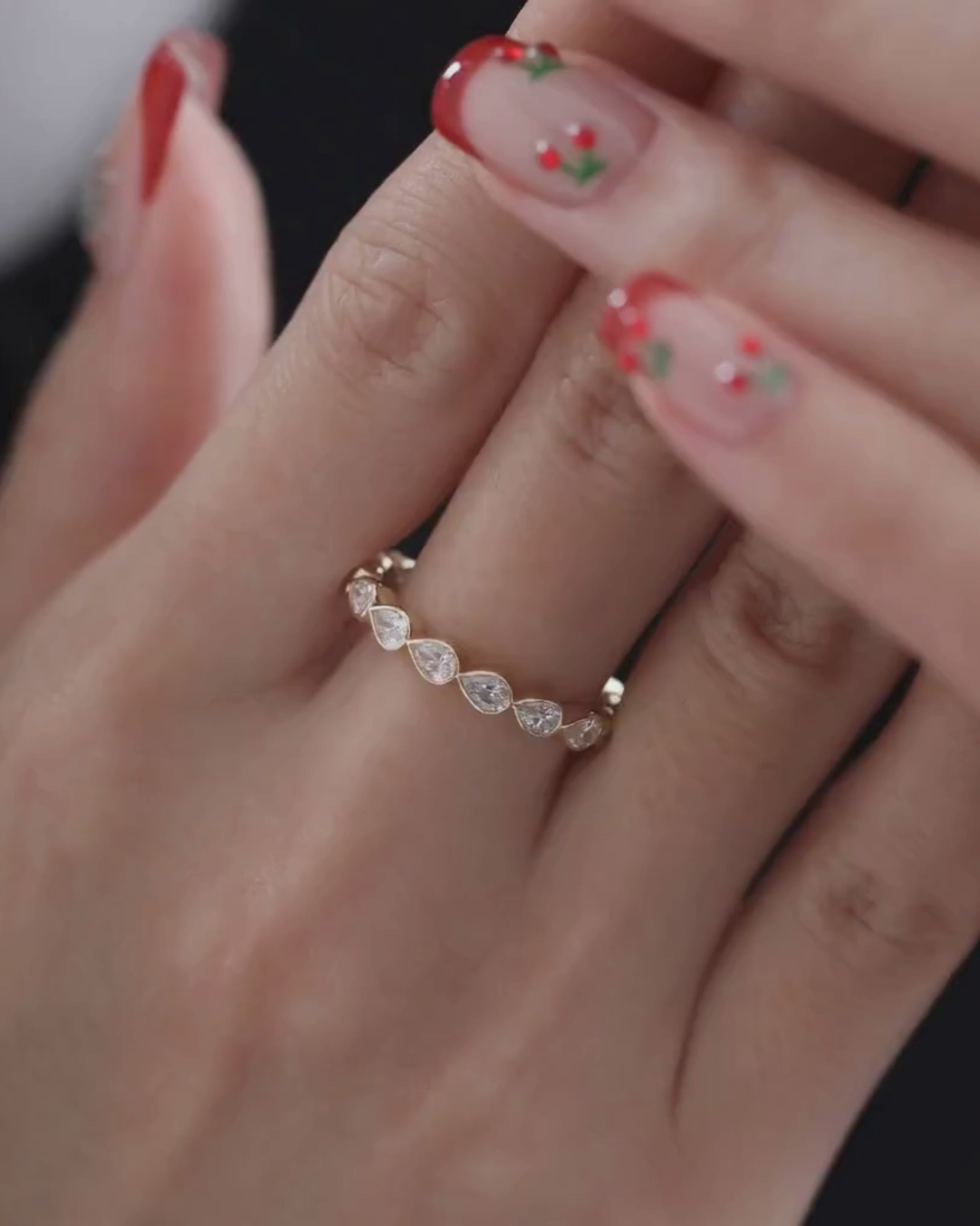 1.20CT Pear Cut Eternity Band, Yellow Gold Wedding Ring, Lab-Grown Stackable Bridal Band
