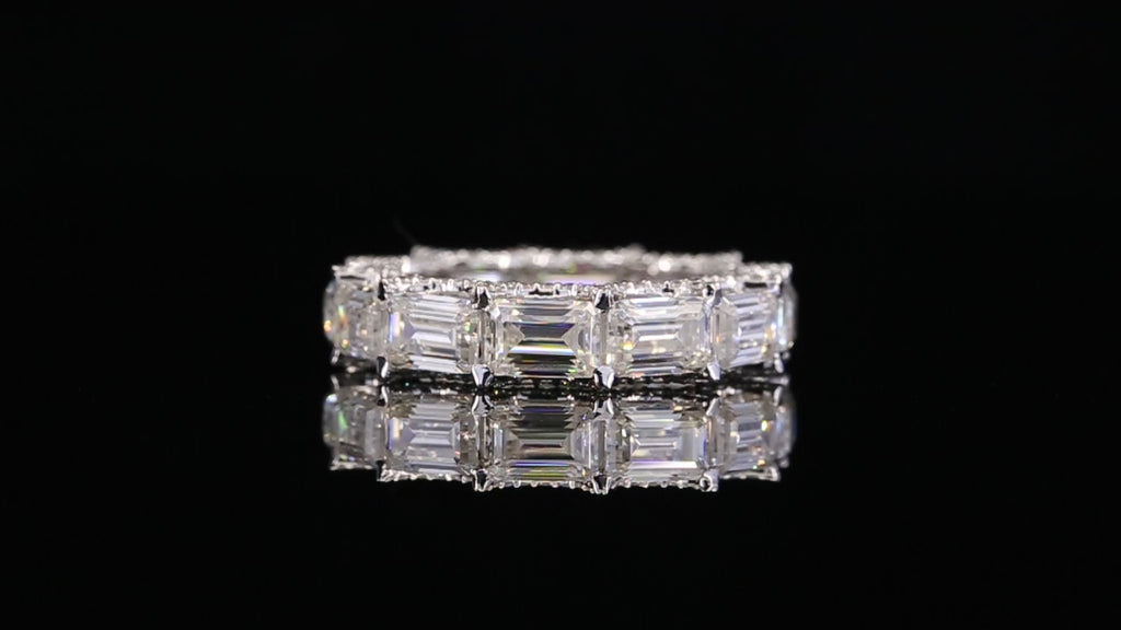 Emerald Cut Diamond Eternity Band, Lab Grown Diamond Wedding Ring, Full Eternity Band, Baguette Style Diamond Ring, Anniversary Ring
