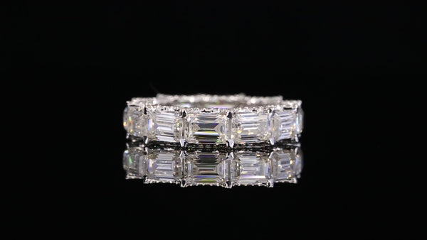 Emerald Cut Diamond Eternity Band, Lab Grown Diamond Wedding Ring, Full Eternity Band, Baguette Style Diamond Ring, Anniversary Ring