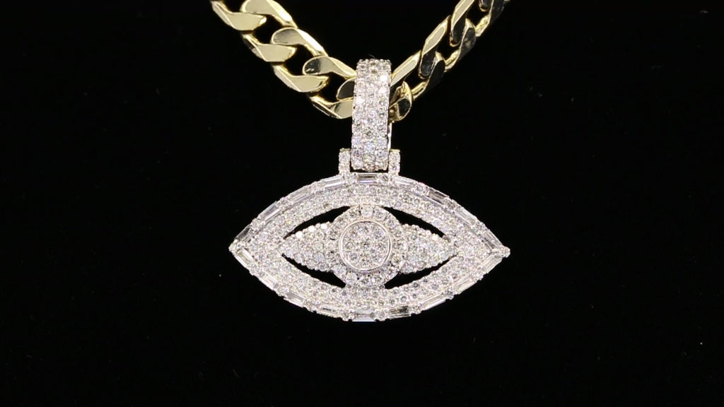 Evil Eye Pendant Necklace | Iced Out Evil Eye Charm | Diamond Protection Necklace | Gold CZ Eye Pendant | Hip Hop Jewelry Gift