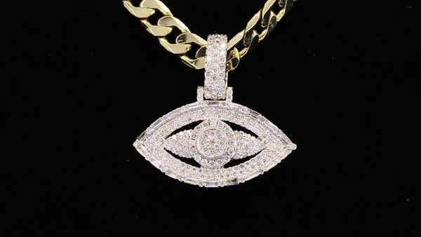 Evil Eye Pendant Necklace | Iced Out Evil Eye Charm | Diamond Protection Necklace | Gold CZ Eye Pendant | Hip Hop Jewelry Gift