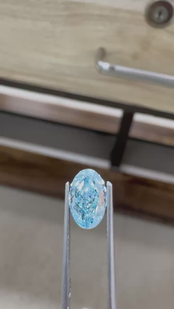 1.19CT Oval Cut Lab Grown Blue Diamond | Elegant Loose Oval Diamond | Certified Lab Created Diamond
