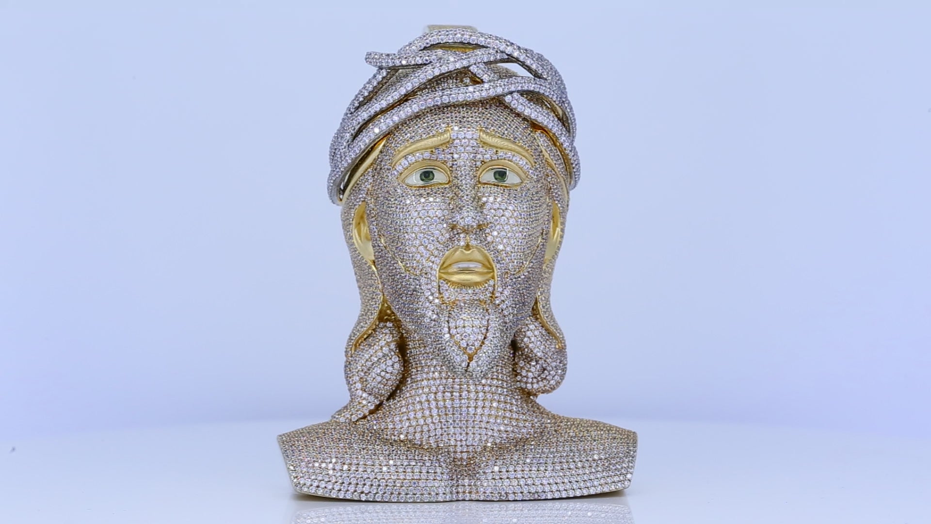Jesus Bust Pendant | Iced Out Jesus Head Pendant | Hip Hop Diamond Bust Necklace | Gold Finish Religious Jewelry | Luxury Statement Pendant for Men