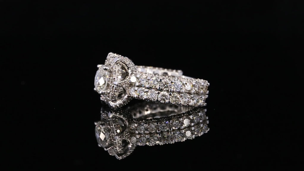 Oval Cut Diamond Engagement Ring, Halo Diamond Ring, 3 Row Pave Band, Luxury Bridal Ring, Oval Halo Wedding Ring, Statement Engagement Ring