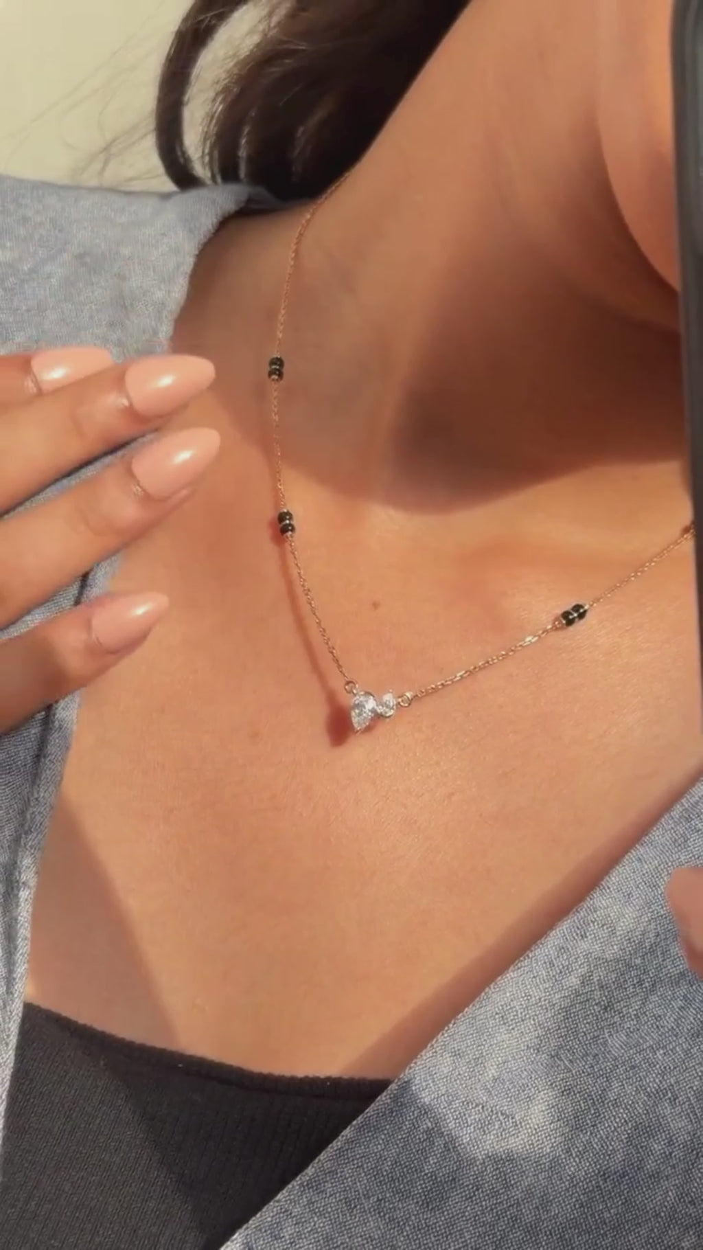 Toi Et Moi Mangalsutra Necklace, Lab Grown Diamond Mangalsutra, Marquise Heart Diamond Necklace, Gift for Wife