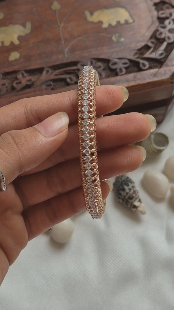 18K Rose Gold Lab Grown Diamond Tennis Bangle Bracelet, 13.50 CT Diamond Cuff Bracelet, Luxury Diamond Bracelet for Women
