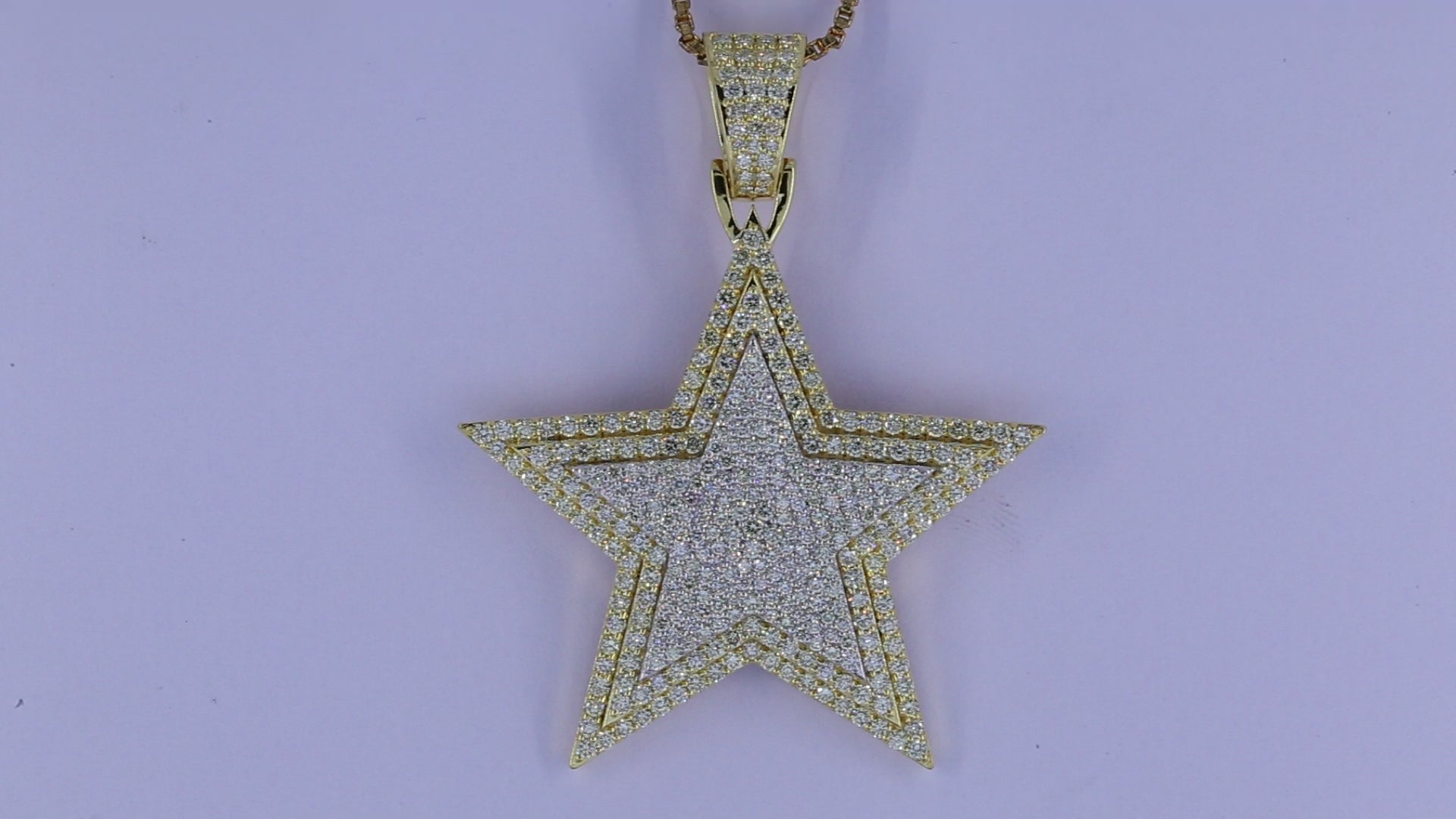 Iced Out Star Pendant Necklace | Diamond Star Charm Pendant | Gold CZ Star Necklace | Hip Hop Jewelry for Men Women | Celebrity Inspired Pendant