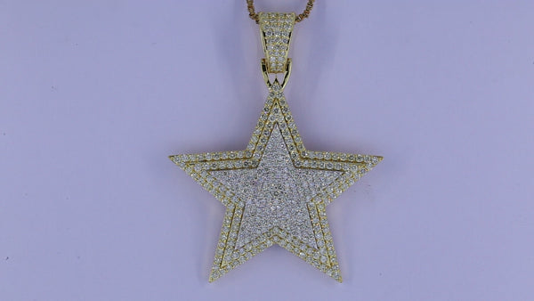 Iced Out Star Pendant Necklace | Diamond Star Charm Pendant | Gold CZ Star Necklace | Hip Hop Jewelry for Men Women | Celebrity Inspired Pendant