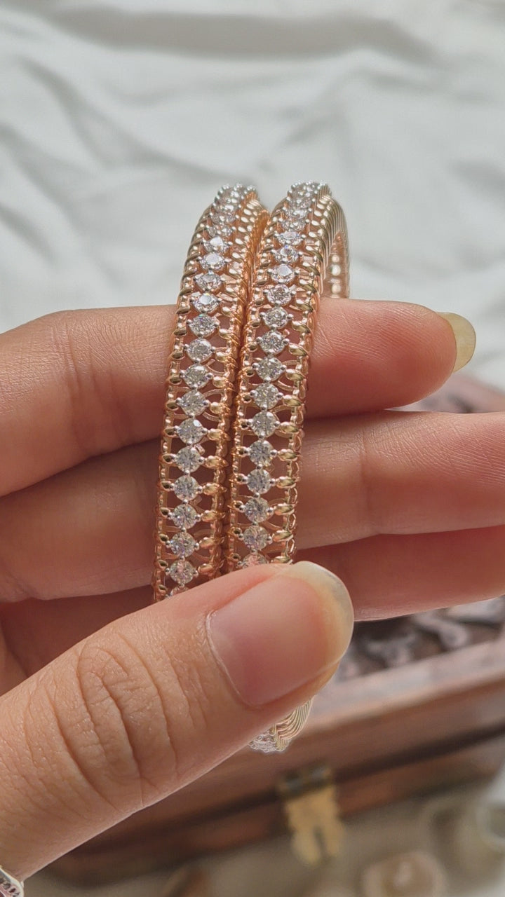 18K Rose Gold Lab Grown Diamond Tennis Bangle Bracelet, 13.50 CT Diamond Cuff Bracelet, Luxury Diamond Bracelet for Women