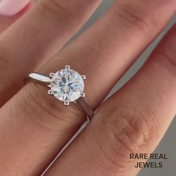 1.00 CT Round Lab Grown Diamond Engagement Ring - White Gold Trellis Setting